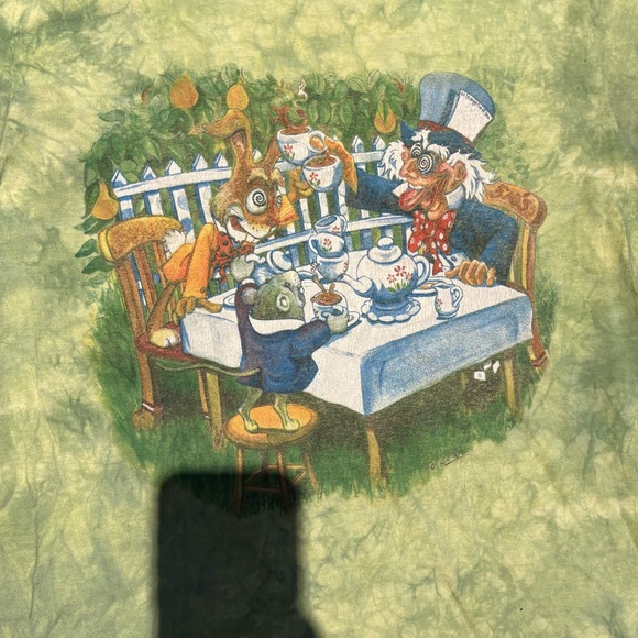 Green Tie-Dye Alice’s Tea party T-Shirt - Picture 4 of 4